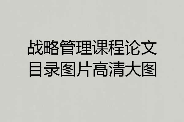 战略管理课程论文目录图片高清大图