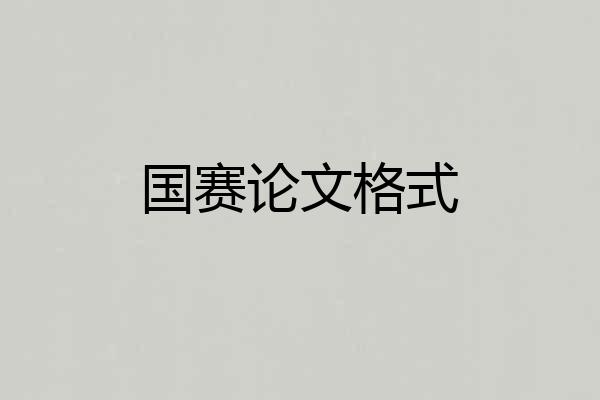 国赛论文格式