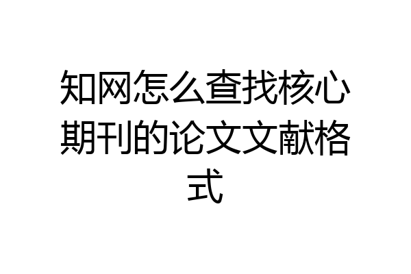 知网怎么查找核心期刊的论文文献格式
