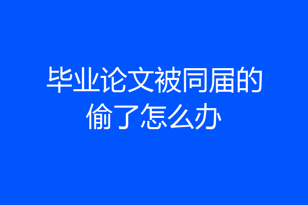 毕业论文被同届的偷了怎么办