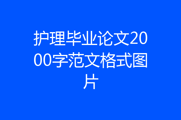 护理毕业论文2000字范文格式图片