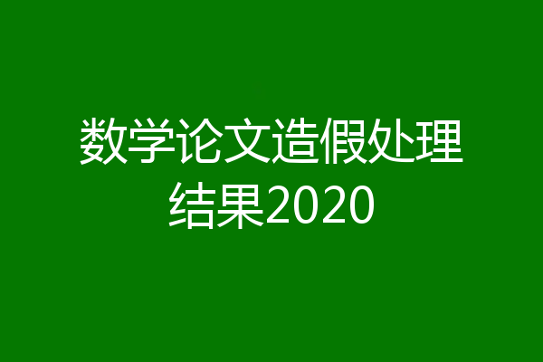 数学论文造假处理结果2020