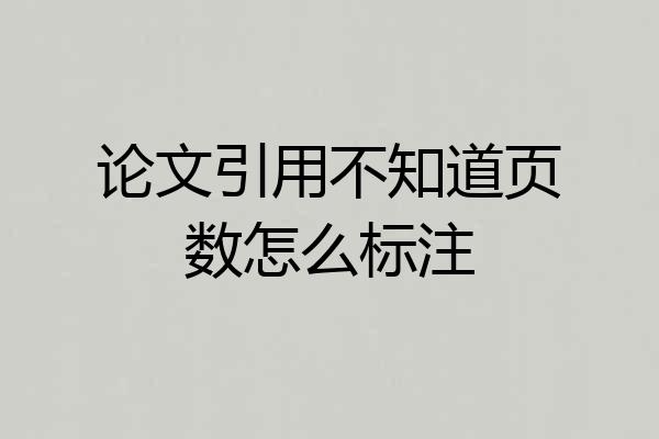 论文引用不知道页数怎么标注