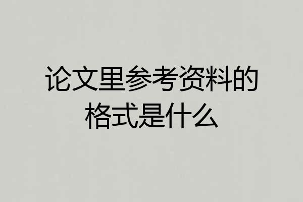 论文里参考资料的格式是什么