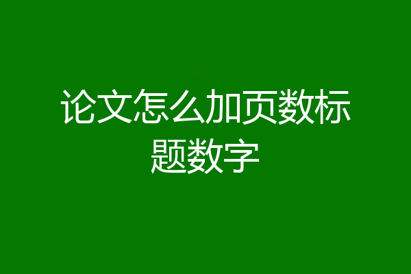 论文怎么加页数标题数字