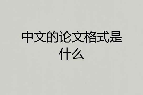 中文的论文格式是什么