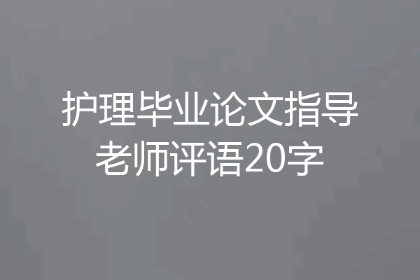 护理毕业论文指导老师评语20字
