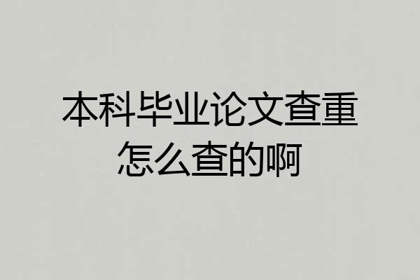 本科毕业论文查重怎么查的啊