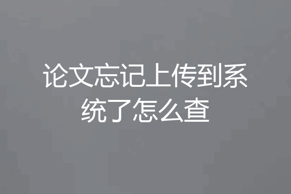 论文忘记上传到系统了怎么查