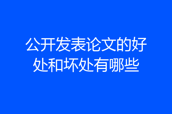 公开发表论文的好处和坏处有哪些