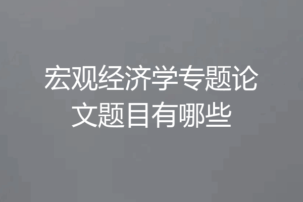 宏观经济学专题论文题目有哪些