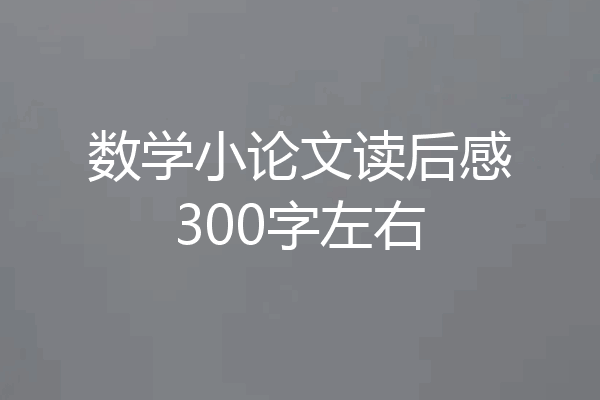 数学小论文读后感300字左右