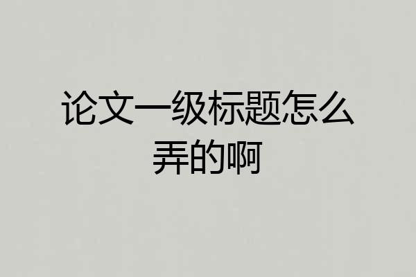 论文一级标题怎么弄的啊