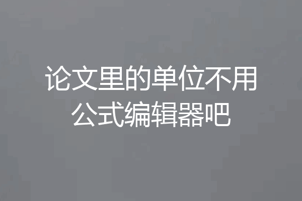 论文里的单位不用公式编辑器吧