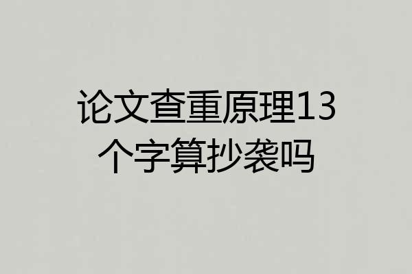 论文查重原理13个字算抄袭吗