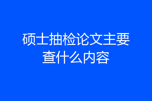 硕士抽检论文主要查什么内容
