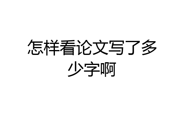 怎样看论文写了多少字啊