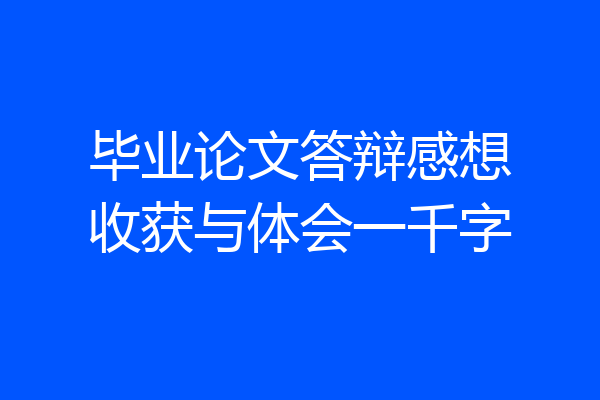 毕业论文答辩感想收获与体会一千字