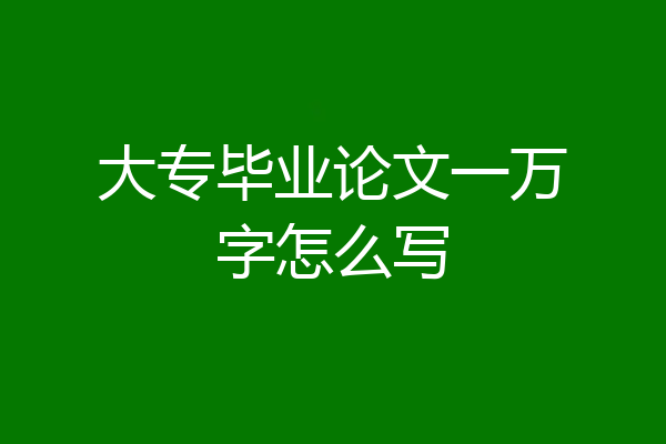 大专毕业论文一万字怎么写