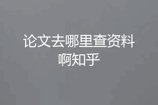 论文去哪里查资料啊知乎