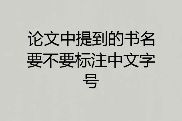 论文中提到的书名要不要标注中文字号