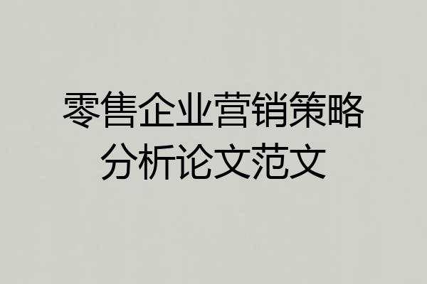 零售企业营销策略分析论文范文