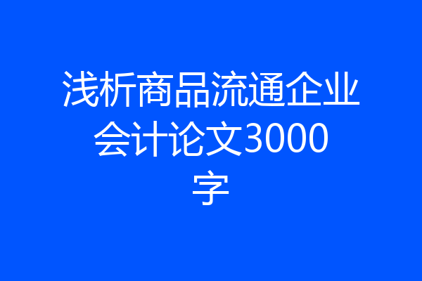 浅析商品流通企业会计论文3000字