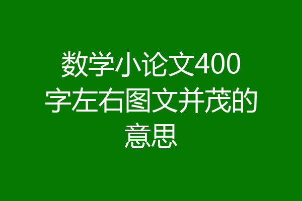 数学小论文400字左右图文并茂的意思