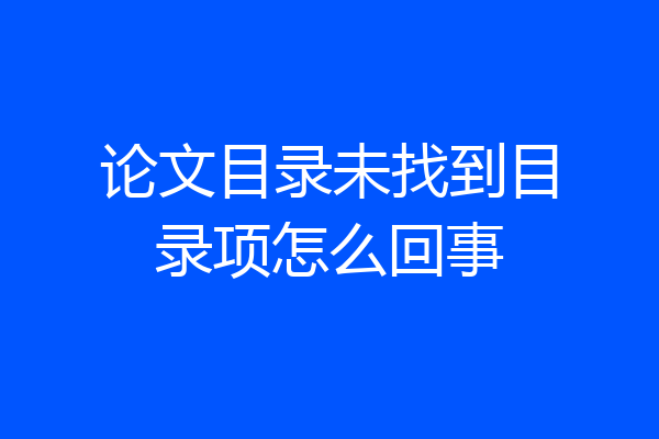 论文目录未找到目录项怎么回事