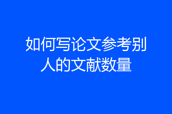如何写论文参考别人的文献数量