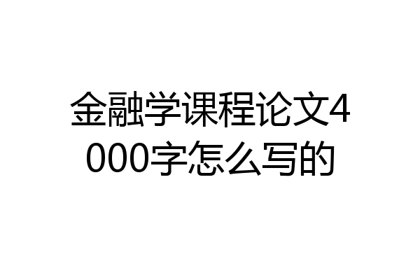 金融学课程论文4000字怎么写的