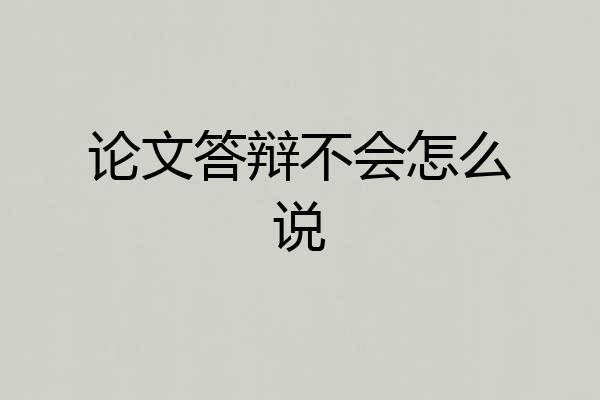 论文答辩不会怎么说
