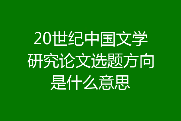 20世纪中国文学研究论文选题方向是什么意思