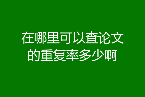 在哪里可以查论文的重复率多少啊