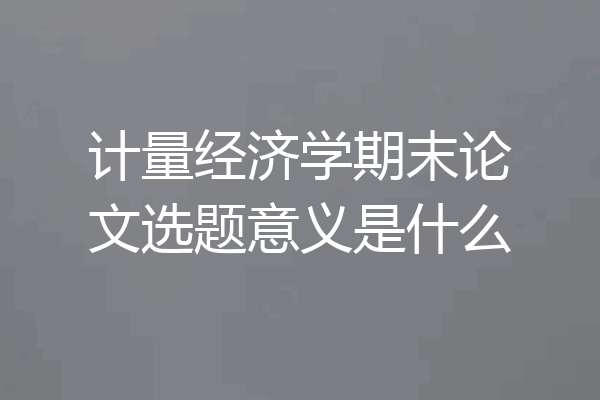 计量经济学期末论文选题意义是什么