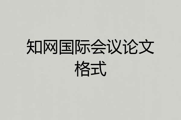 知网国际会议论文格式