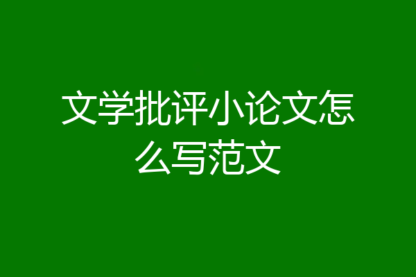 文学批评小论文怎么写范文