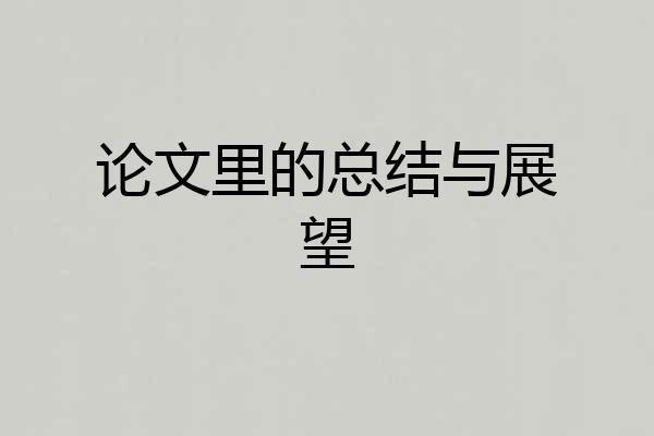论文里的总结与展望