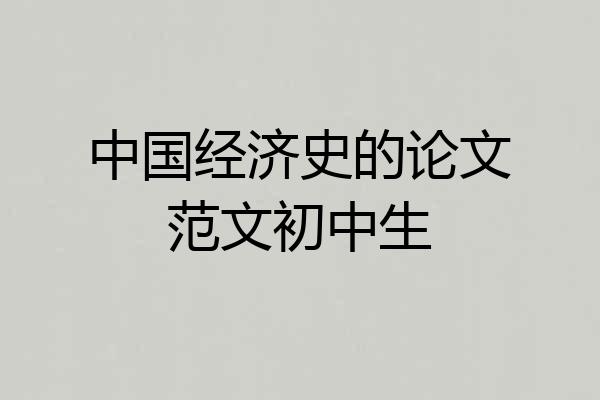 中国经济史的论文范文初中生
