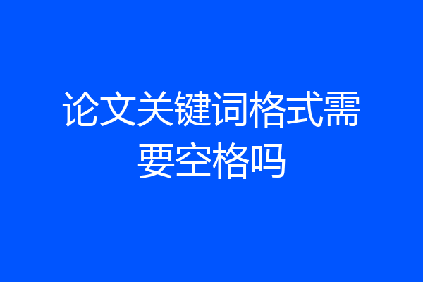 论文关键词格式需要空格吗