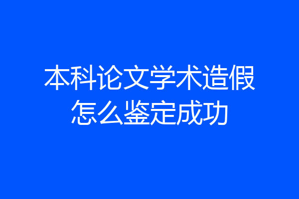 本科论文学术造假怎么鉴定成功