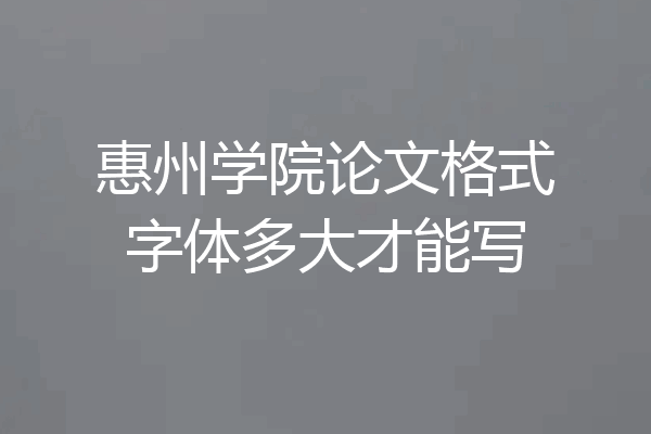 惠州学院论文格式字体多大才能写