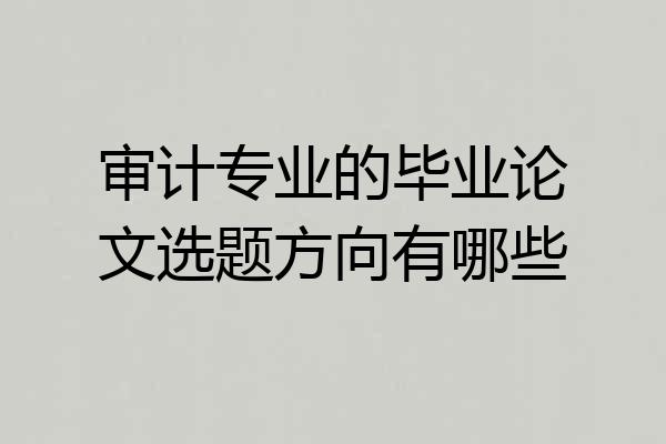 审计专业的毕业论文选题方向有哪些