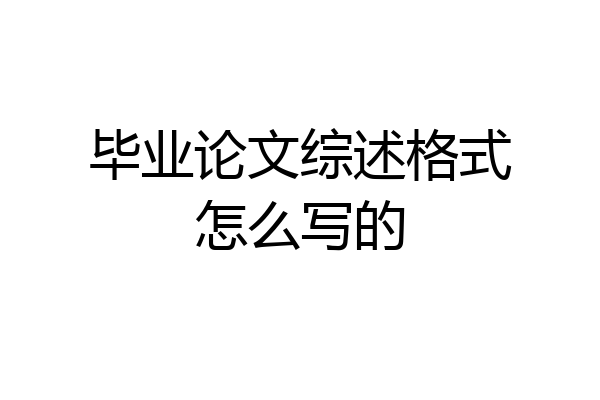 毕业论文综述格式怎么写的