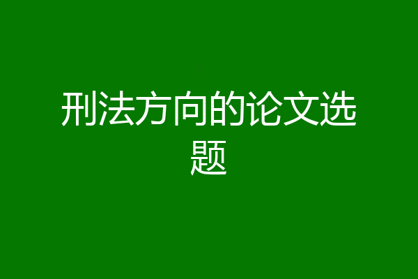 刑法方向的论文选题