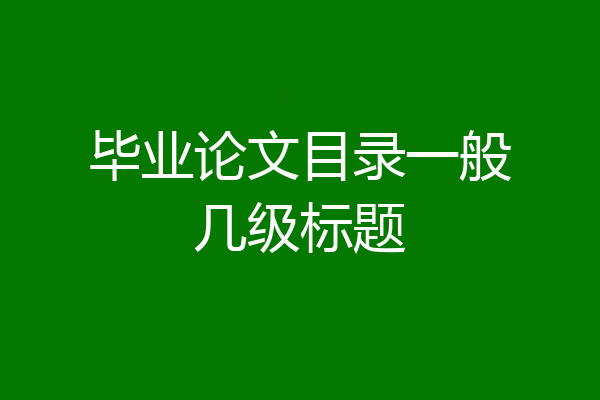 毕业论文目录一般几级标题