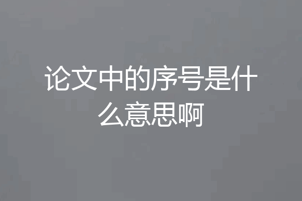 论文中的序号是什么意思啊