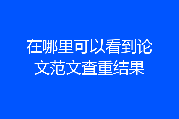 在哪里可以看到论文范文查重结果