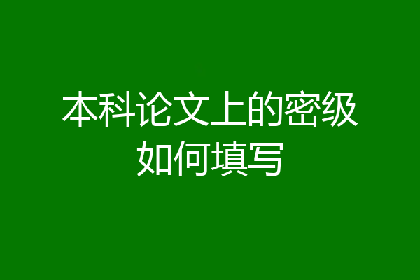 本科论文上的密级如何填写