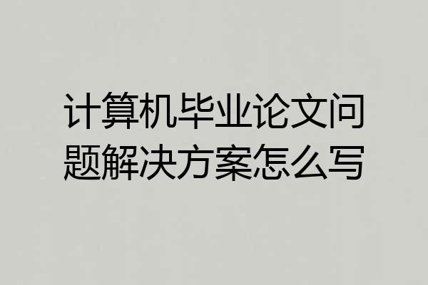 计算机毕业论文问题解决方案怎么写